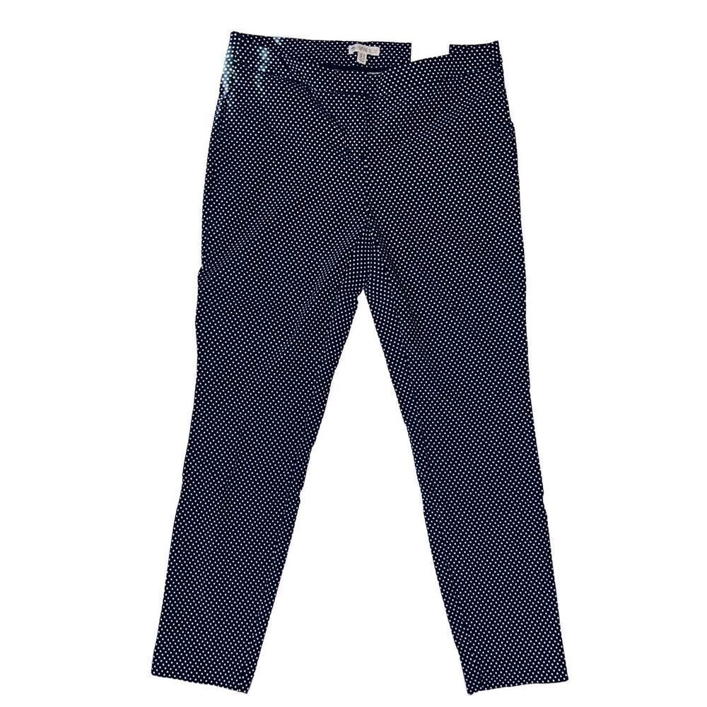 NWT Elaine Rose Womens Pants Size 10 Stretch Navy Blue Polka Dot